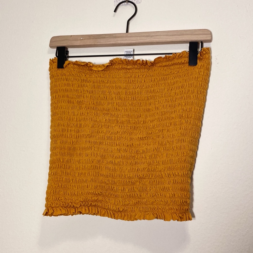 90s Crinkled mustard tube top